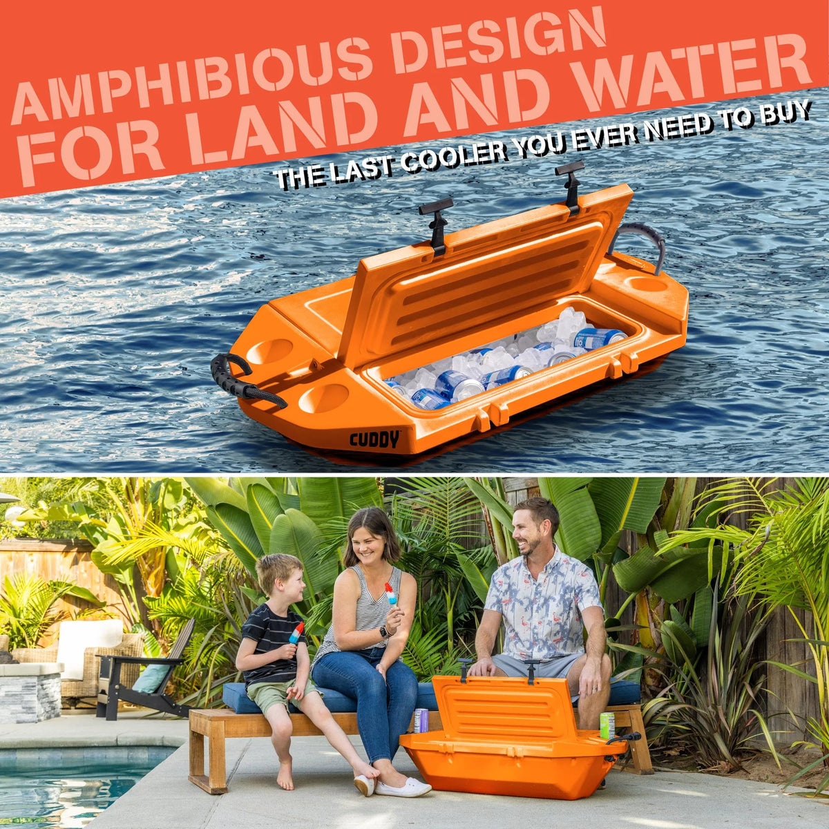 Cuddy Glacière Flottante et Rangement Sec pour Bateau - 40QT - Conception Rigide Amphibie, Marine