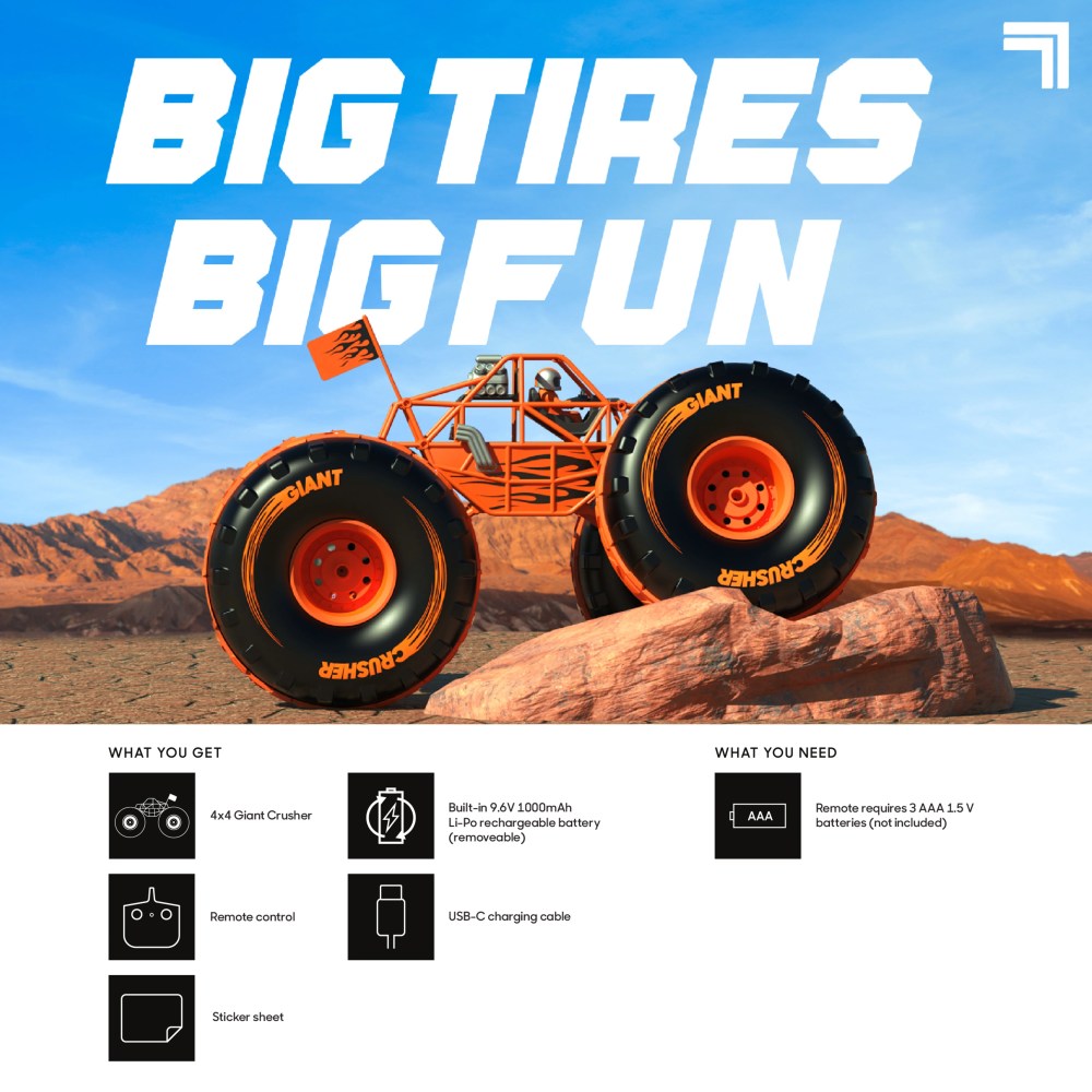 Sharper Image? 4¡Á4 Giant Crusher Camion télécommandé 4WD. Monster Truck tout-terrain à grande vitesse. Orange