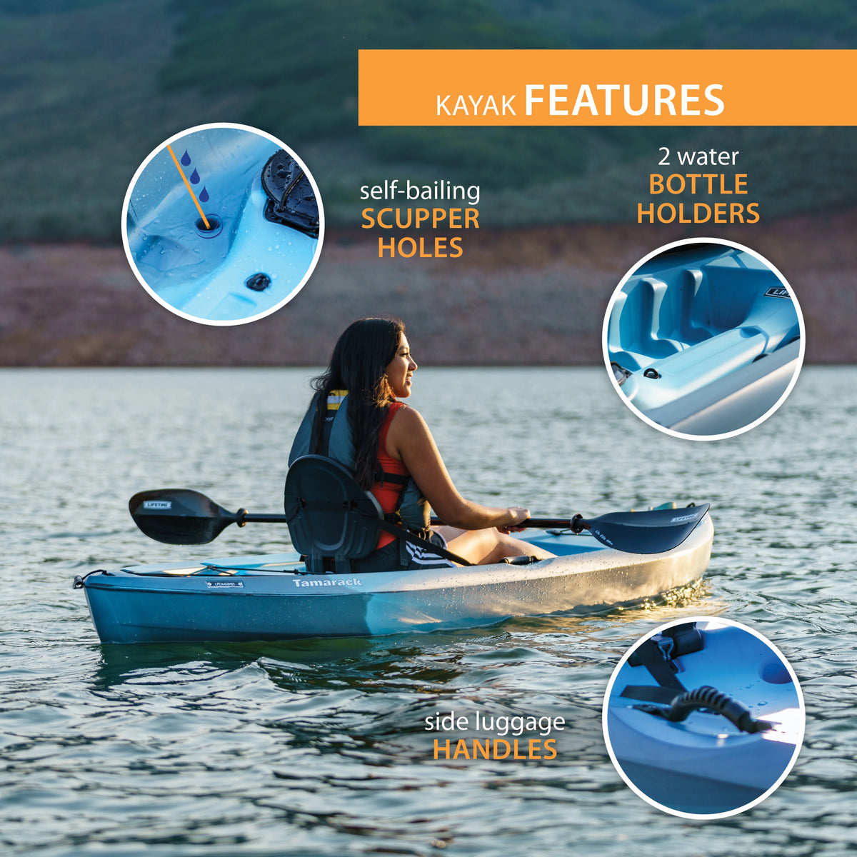 Kayak de pêche Lifetime Tamarack Angler – Lot de 2 Arctic Fusion