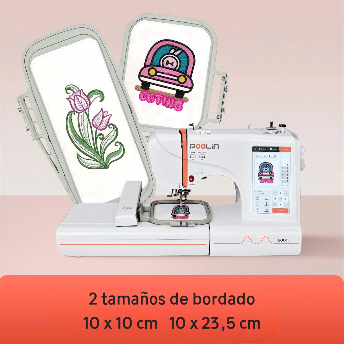 Machine à broder Poolin EOC05, zone de broderie 4 x 9,25 po, écran tactile 7 po, avec kit