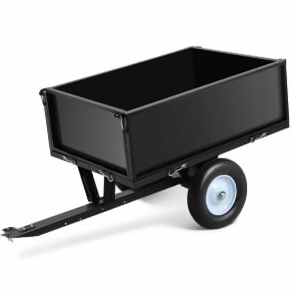 Remorque benne en acier robuste Juiluna, benne de 500 lb, remorque utilitaire de jardin de 12 pi³, avec 2 roues, pour tracteur, VTT, quad et tondeuse autoportée
