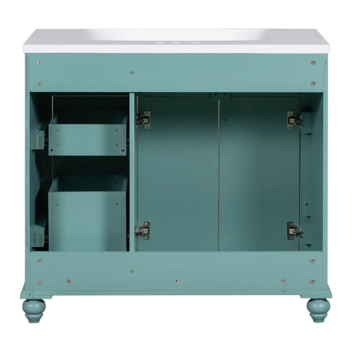 Meuble-lavabo de salle de bains Harper & Bright Designs 30 avec lavabo, armoire de salle de bains avec plateau en céramique, portes et tiroir de rangement multifonctionnels, vert
