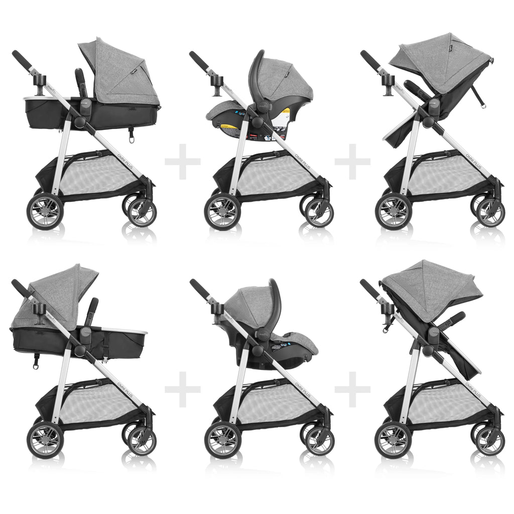 Système de voyage modulaire Evenflo Omni Plus avec siège auto pour bébé LiteMax Sport, gris Mylar, unisexe