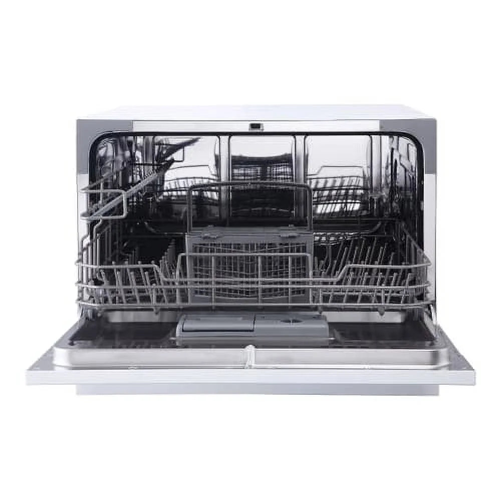 Lave-vaisselle de comptoir Magic Chef Energy Star pour 6 couverts (modèle MCSCD6W5)  S’installe sous les armoires grâce à sa hauteur de 17,2 po