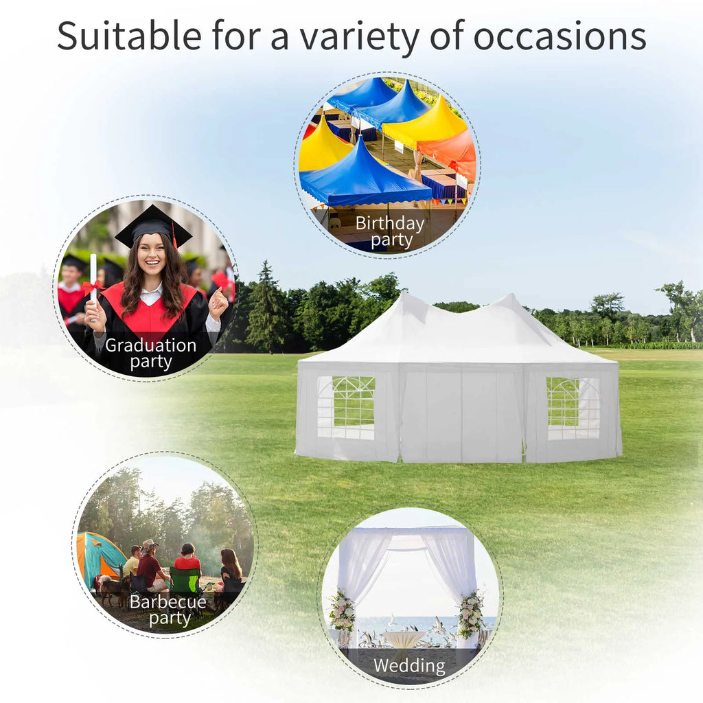 Outsunny 22,3' x 16,4' Tonnelles de réception blanches pour extérieur, portables