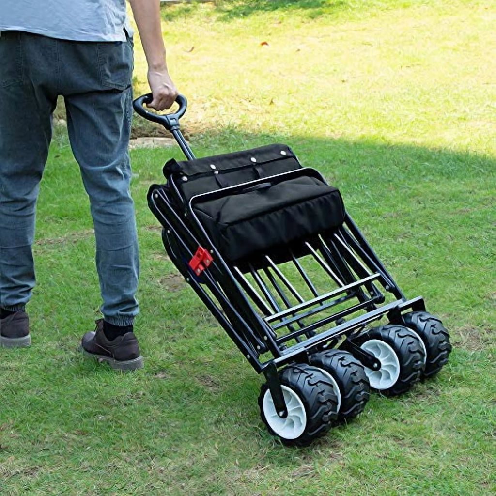 BEAU JARDIN Chariot Pliable de 300 Livres Capacité Chariot de Plage Pliable Robuste Chariot Utilitaire de Courses pour Jardin Sports Achats Extérieur Roues Tout-Terrain Portable Noir