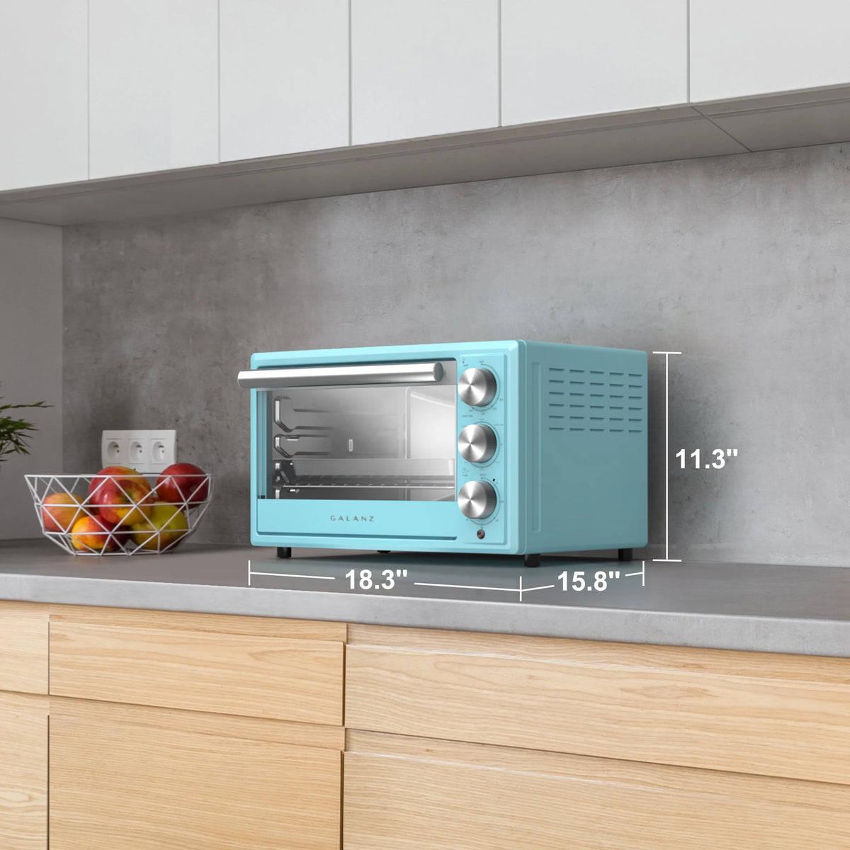 Four grille-pain rétro Galanz, convection naturelle, voyant lumineux, 8 programmes de cuisson, 1 500 W, 120 V, capacité de 0,9 pi³, bleu