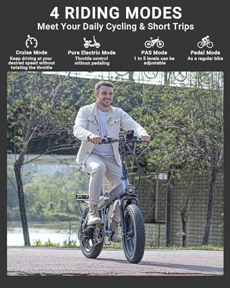 Vélo électrique pliable Luckeep X1 Lite pour adultes, moteur de 1 500 W en crête, batterie amovible de 720 Wh, autonomie de 60 mi à 28 mi/h, vélo électrique tout-terrain à pneus larges 20 × 4 avec suspension avant, vélo électrique de montagne