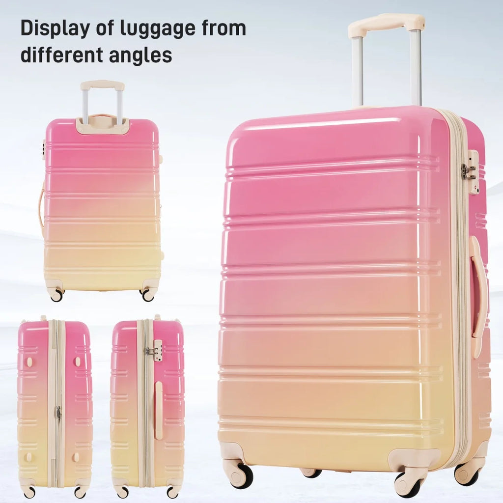 Ensemble de 3 valises, valise rigide 20/24/28 pouces avec cadenas TSA et roulettes pivotantes, bagages de voyage légers et extensibles pour homme et femme, multicolore violet