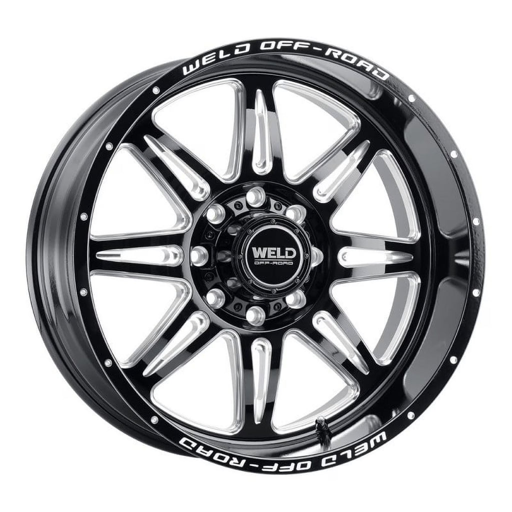 Jante WELD Off-Road W132 Cheyenne 22x12, noire brillante, usinée, 8x6,5 (-44 mm)