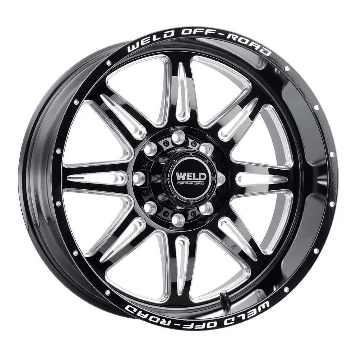 Jante WELD Off-Road W132 Cheyenne 22x12, noire brillante, usinée, 8x6,5 (-44 mm)