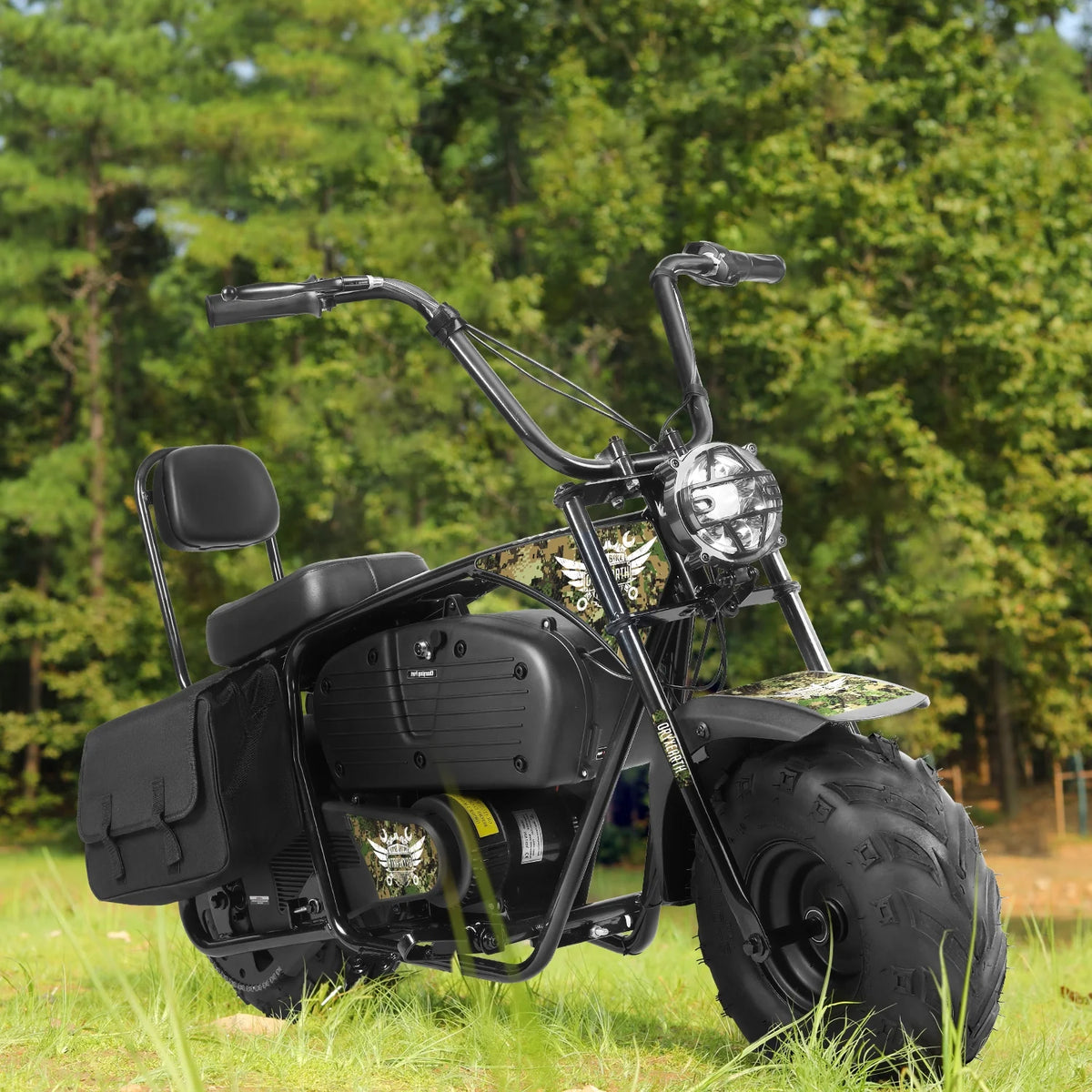 Mini-moto électrique tout-terrain Oryxearth 36 V 1 000 W pour adultes, réservoir de 0,47 gal, vitesse maximale de 21,8 mi/h, camouflage