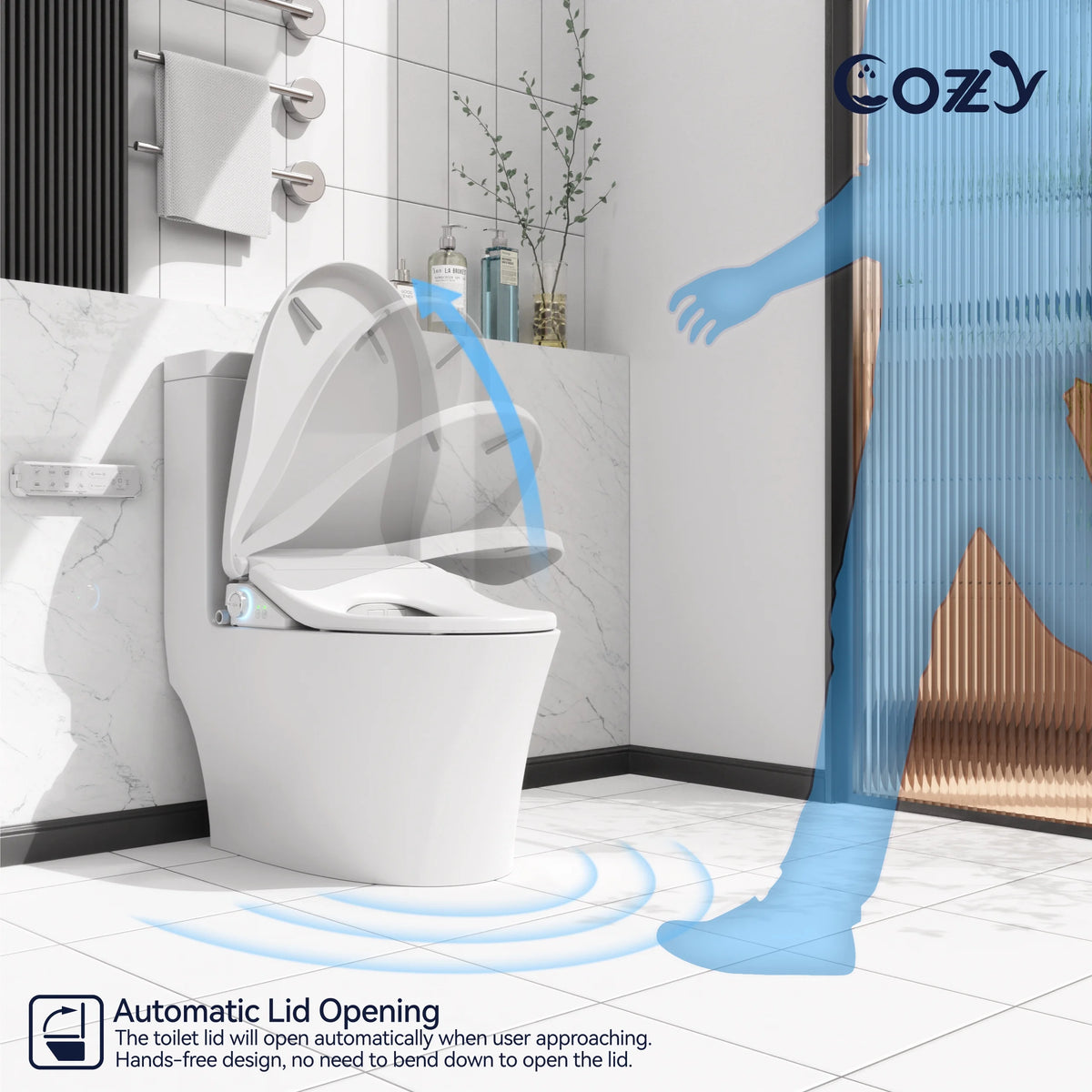 COZY Abattant de Toilette Bidet Électrique, 15,4 x 19,9 pouces, Abattants de Toilette Bidet Réglables