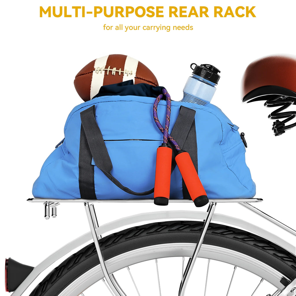 Vélo de plage Dextrus 26 pouces pour femme - Vélo urbain 7 vitesses pour adultes - Vélo pour femme avec selle réglable en blanc