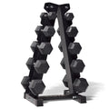 Set d’haltères hexagonaux en caoutchouc Centr de 150 lb avec rack, poids de 5 à 25 lb, noir