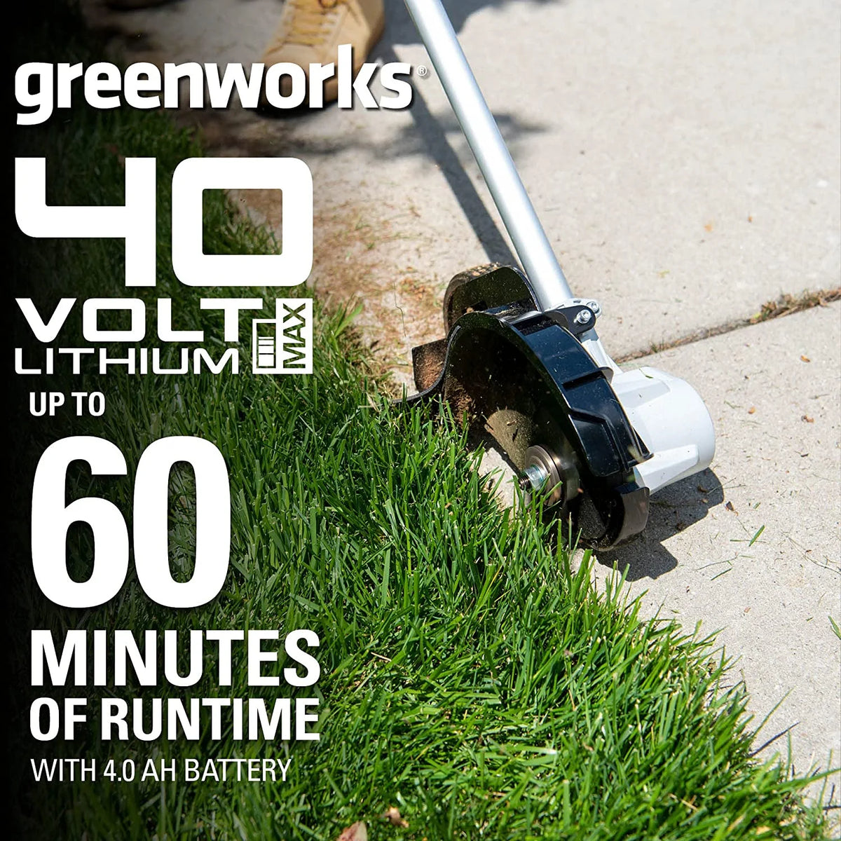 Désherbeur Greenworks 40V 8 sans balais, batterie USB 4,0 Ah et chargeur inclus