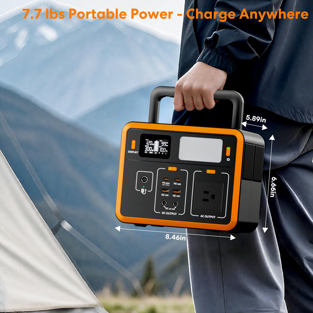 Station d'alimentation portable 300W, générateur solaire portable 288Wh 90000mAh avec lampe LED, générateur solaire d'extérieur pour camping, camping-car, alimentation de secours à domicile, alimentation d'urgence