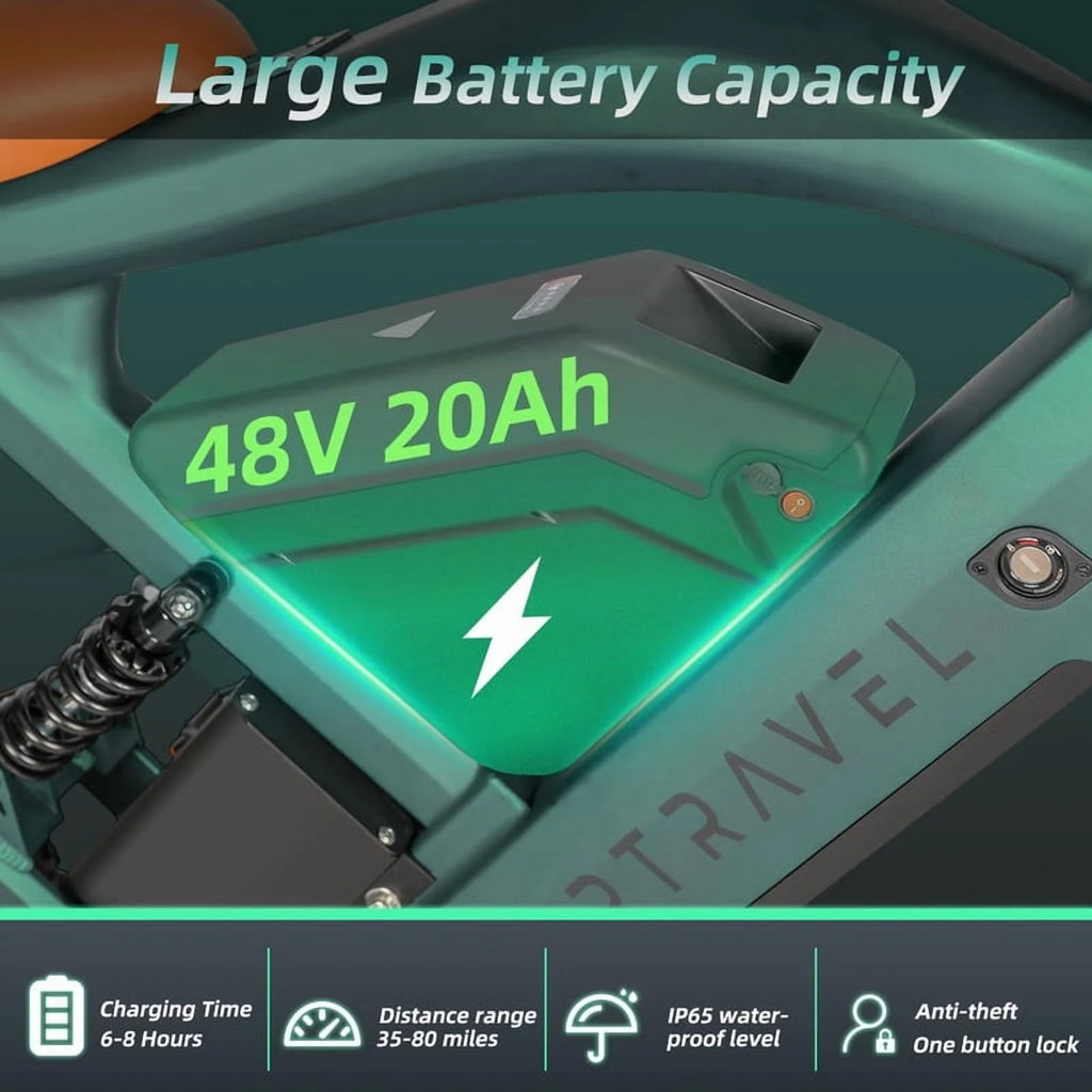 Moto tout-terrain électrique SMARTRAVEL ST202 pour adultes avec moteur de 3 000 W (crête), batterie double 52 V 50 Ah, autonomie de plus de 148 km, pneus de moto de 20 pouces, certification UL2849, suspension intégrale