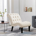 Fauteuil d'appoint rembourré Andeworld pour chambre et salon, fauteuil de détente avec pieds en bois, tissu crème