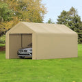 GOJOOASIS Carport, 10 x 20 Abri de voiture robuste avec paroi amovible, Garage portable en PE résistant à l'eau avec bâche toutes saisons Beige