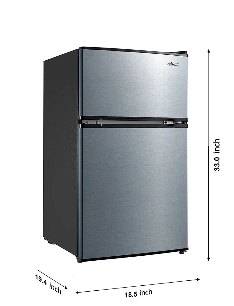 Mini-réfrigérateur Arctic King de 3,2 pi³, à deux portes avec congélateur, en acier inoxydable, certifié Energy Star