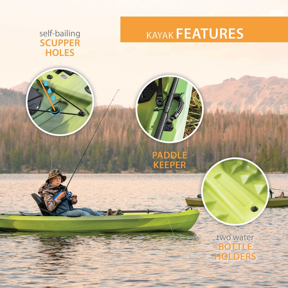 Kayak de pêche Lifetime Tamarack Angler 10 pi, Volcano Fusion (91340)