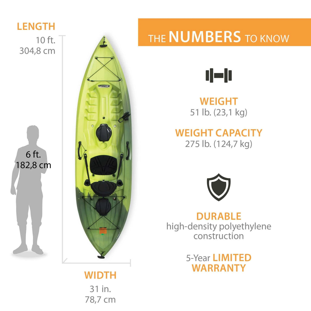 Kayak de pêche Lifetime Tamarack Angler 10 pi, Volcano Fusion (91340)
