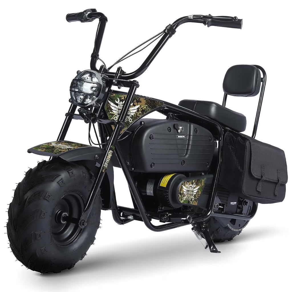 Mini-moto électrique tout-terrain Oryxearth 36 V 1 000 W pour adultes, réservoir de 0,47 gal, vitesse maximale de 21,8 mi/h, camouflage