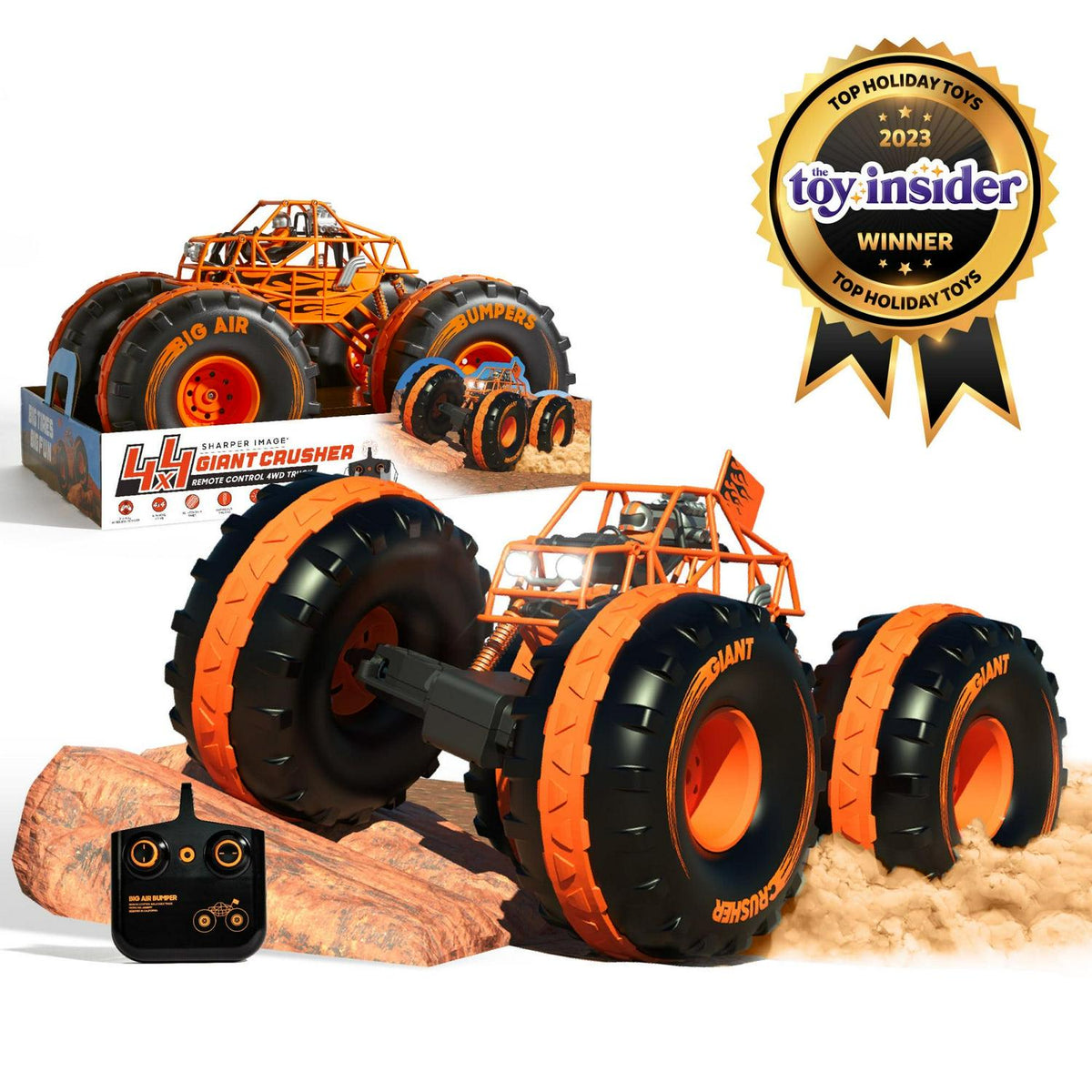 Sharper Image? 4¡Á4 Giant Crusher Camion télécommandé 4WD. Monster Truck tout-terrain à grande vitesse. Orange