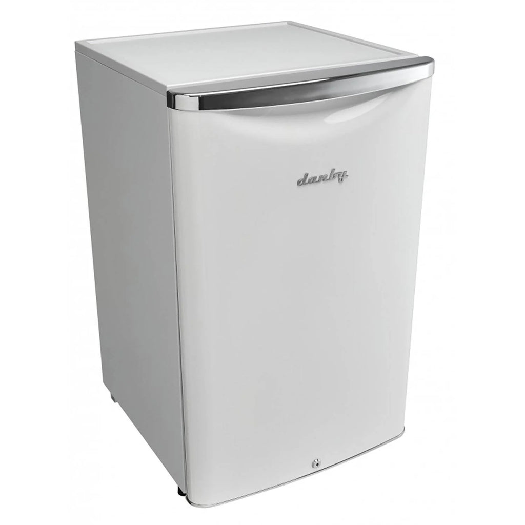 Mini-réfrigérateur compact pour boissons Danby de 4,4 pieds cubes avec verrouillage, blanc