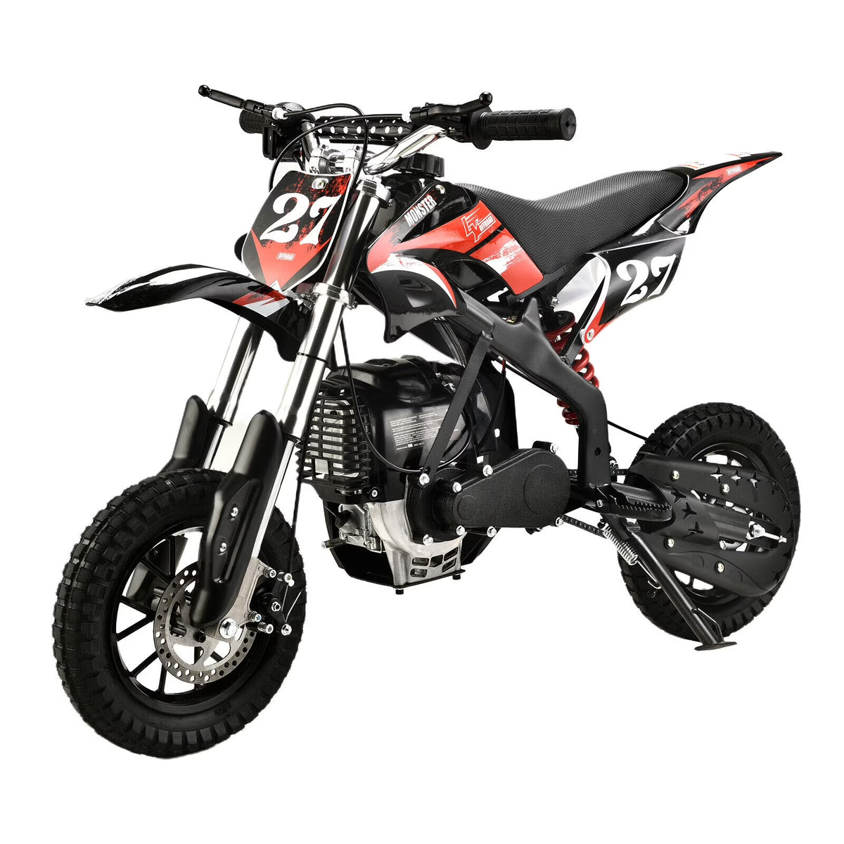 Mini moto tout-terrain à essence 4 temps 40 cc Pocket Pit Bike avec freins pour enfants et adolescents, noire