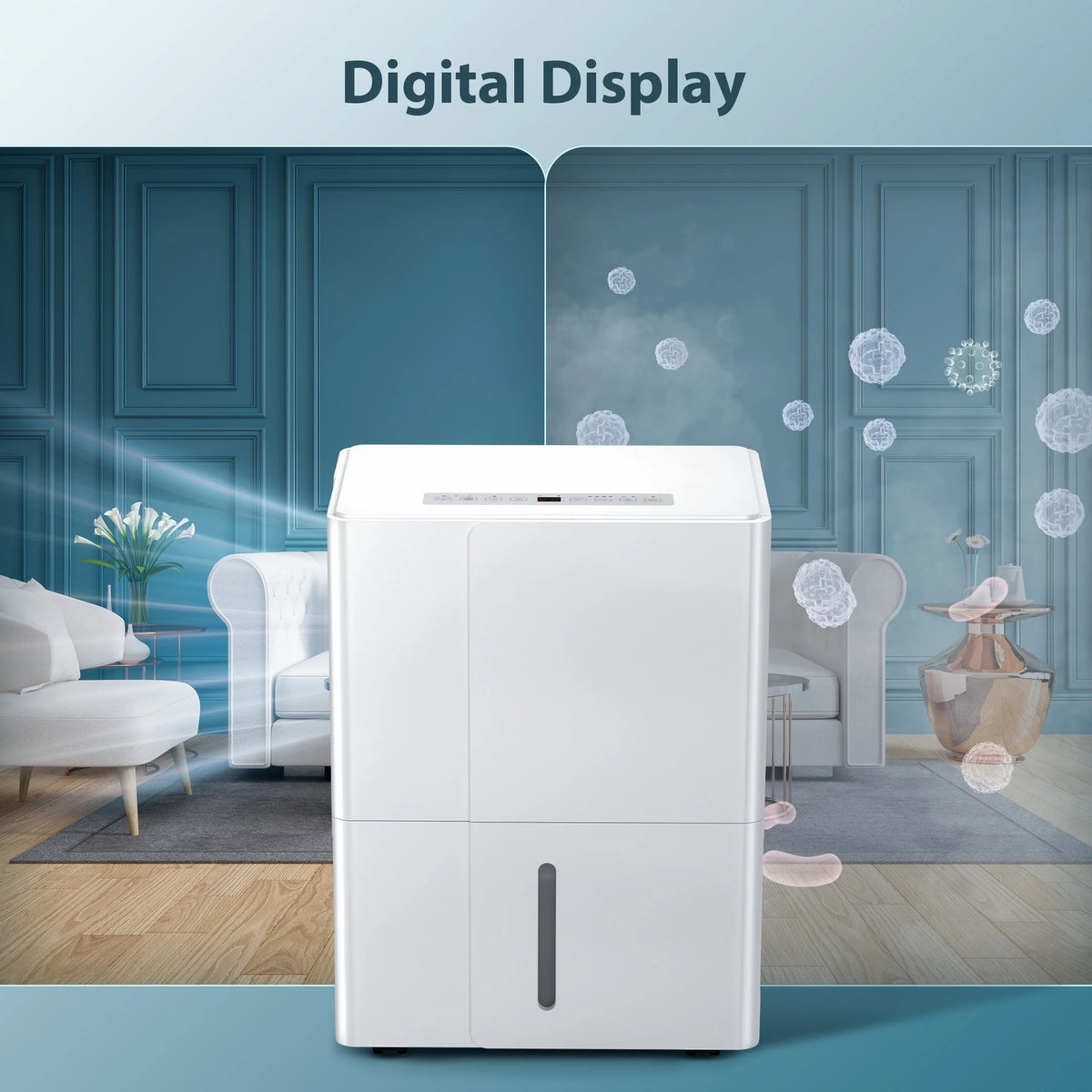 Déshumidificateur KISSAIR de 15 pintes, couverture maximale de 3 000 pi², 3 modes de fonctionnement, minuterie de 24 h, sous-sol/salle de bain/lancerie