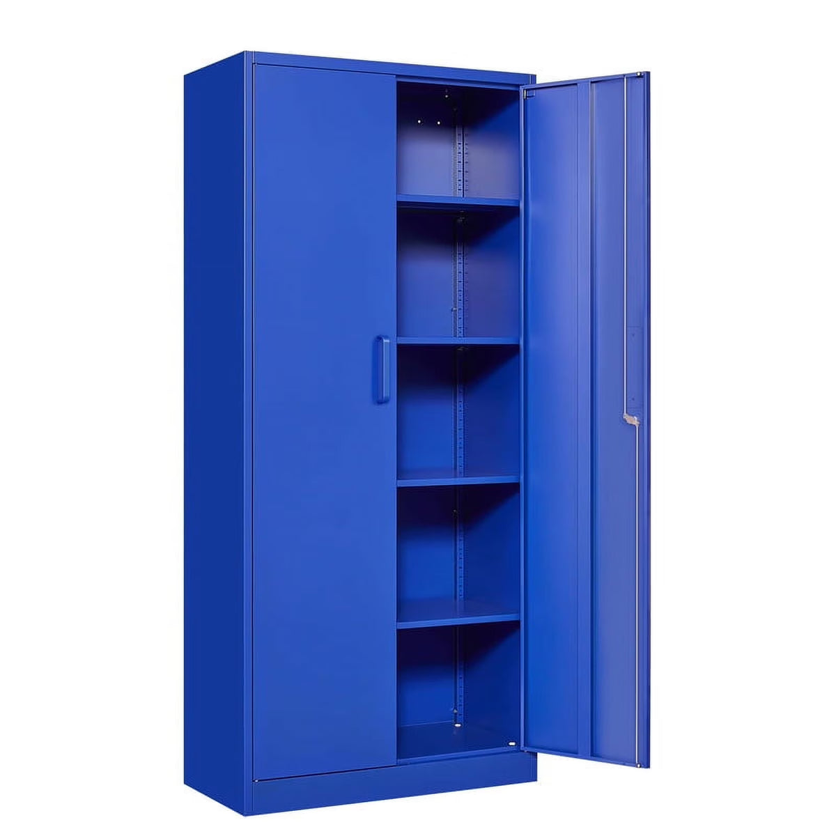 Armoire de rangement en métal Fesbos pour garage avec 2 portes et 4 étagères réglables - Classeur en acier verrouillable de 71, armoire à outils verrouillable pour bureau, maison, garage, salle de sport (Bleu)