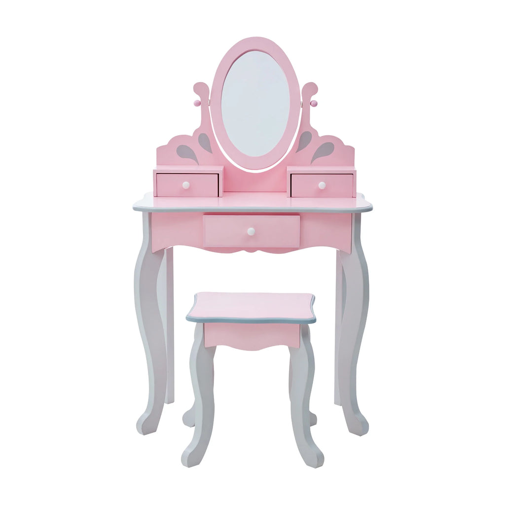 Ensemble coiffeuse et tabouret pour enfant Fantasy Fields au design de château, rose