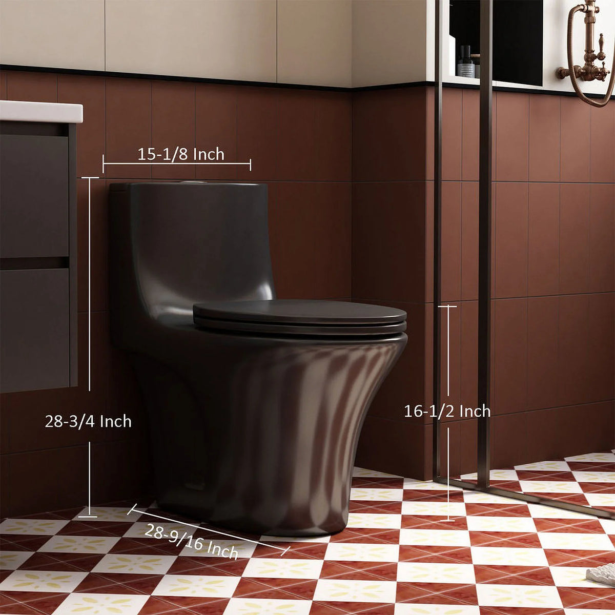 Toilettes modernes à une pièce Albriya A1878, toilettes de salle de bain standard à double chasse d’eau 1,1/1,6 GPF avec siège confortable, hauteur conforme à l’ADA, 16 1/2 po ? 12 po ? Entraxe, MaP 1000 g, blanc brillant