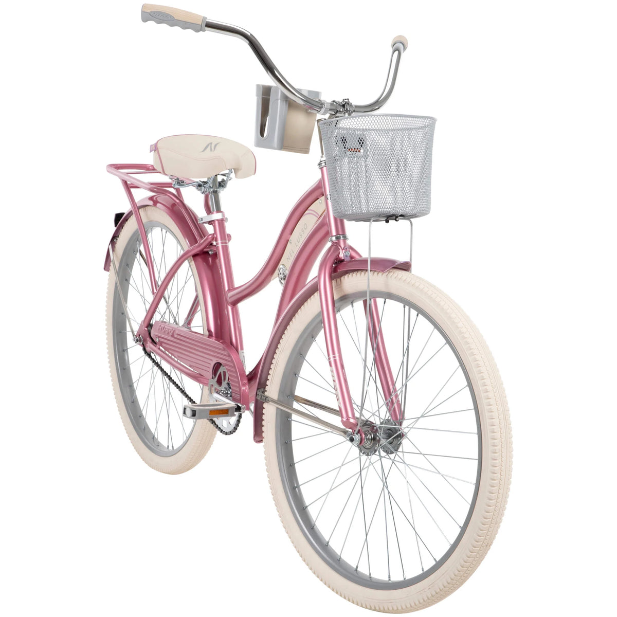 Vélo de plage cruiser Nel Lusso pour femme 26 po, taffeta rose