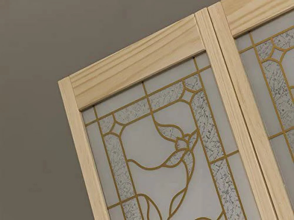 Porte intérieure pliante en bois de pin massif LTL Home Products Pinecroft Tuscany, en verre décoratif/panneau en relief, 24 x 80, pin brut 24 x 80 pouces