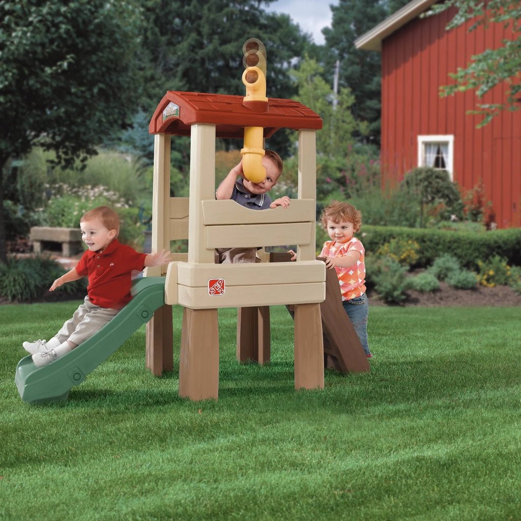 Step2 Cabane d’arbre d’observation Naturally Playful, structure de grimpe avec toboggan pour tout-petits