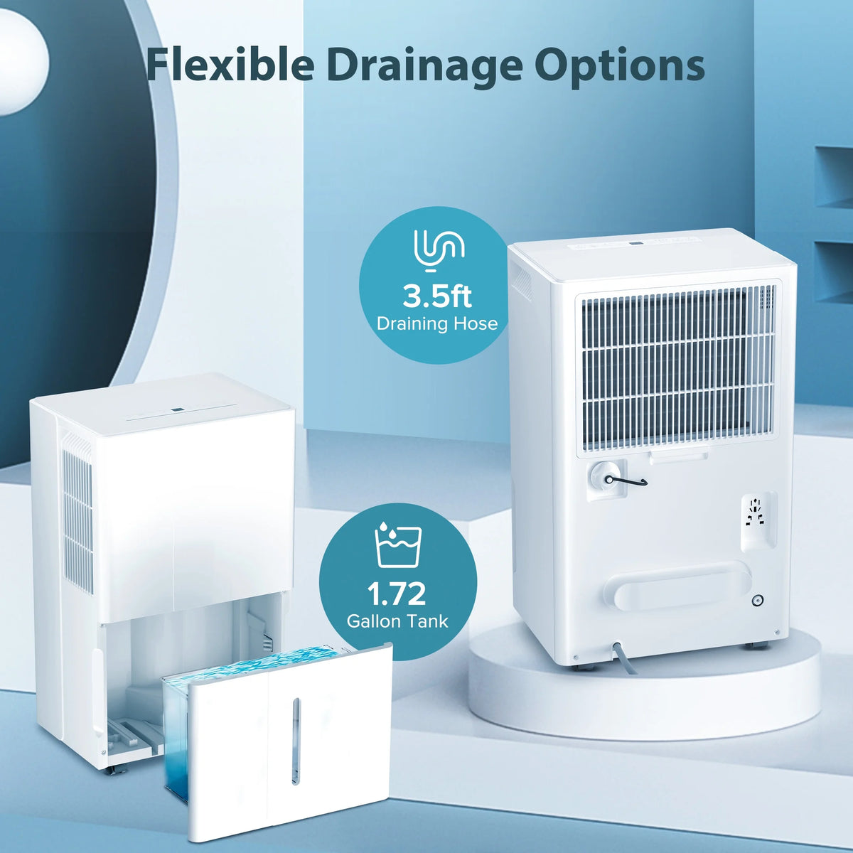 Déshumidificateur KISSAIR de 15 pintes, couverture maximale de 3 000 pi², 3 modes de fonctionnement, minuterie de 24 h, sous-sol/salle de bain/lancerie