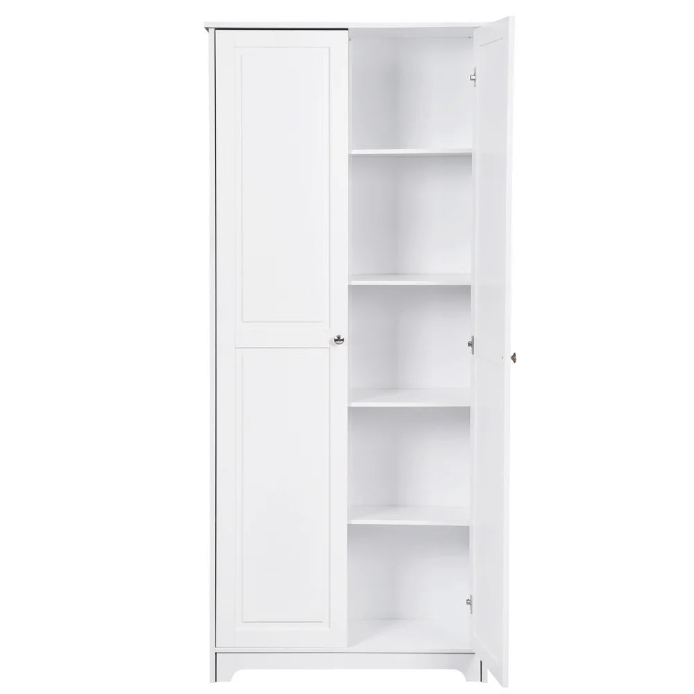 Armoire de rangement Tcbosik à 2 portes, garde-manger de cuisine de 72,2 po de haut avec étagères réglables, meuble sur pied pour salon, salle à manger ou chambre, blanc
