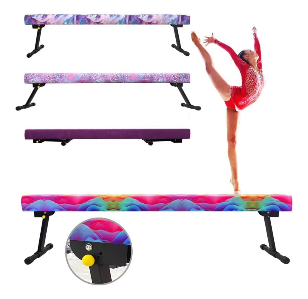 Poutre de gymnastique réglable et pliable de 8 pieds, équipement de musculation à domicile, montage et rangement faciles, aucun outil requis, pour l’entraînement des enfants et des filles