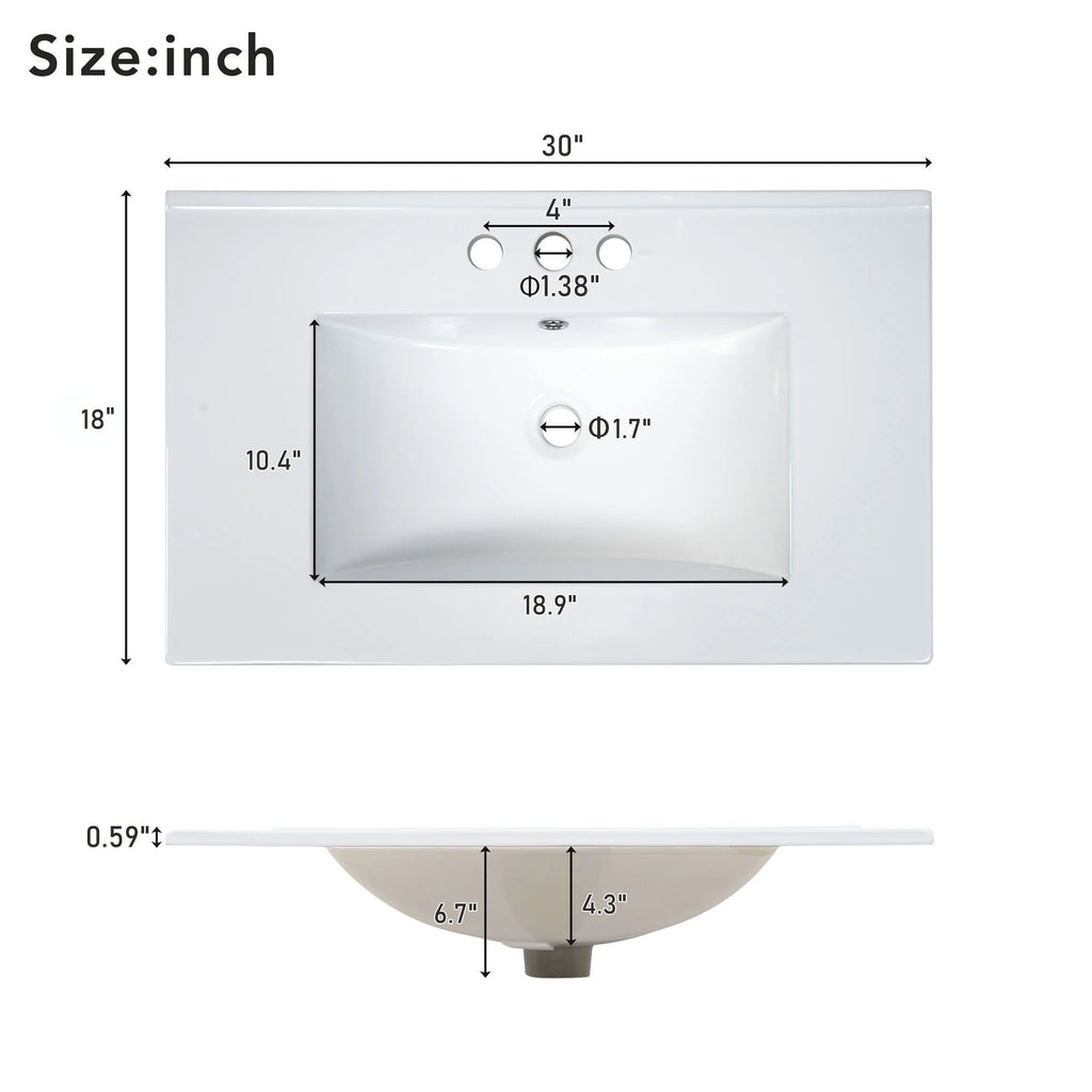Meuble-lavabo de salle de bains Harper & Bright Designs 30 avec lavabo, armoire de salle de bains avec plateau en céramique, portes et tiroir de rangement multifonctionnels, vert