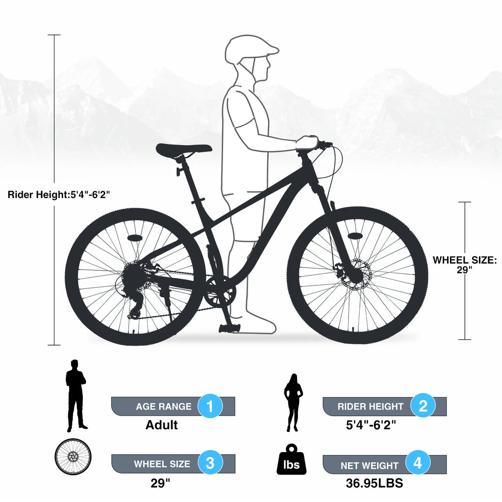 Vélo tout-terrain d'extérieur à roues de 29 pouces, mono-vitesse, pour hommes et femmes, suspension avant, cadre en acier, vélo de montagne pour l'extérieur