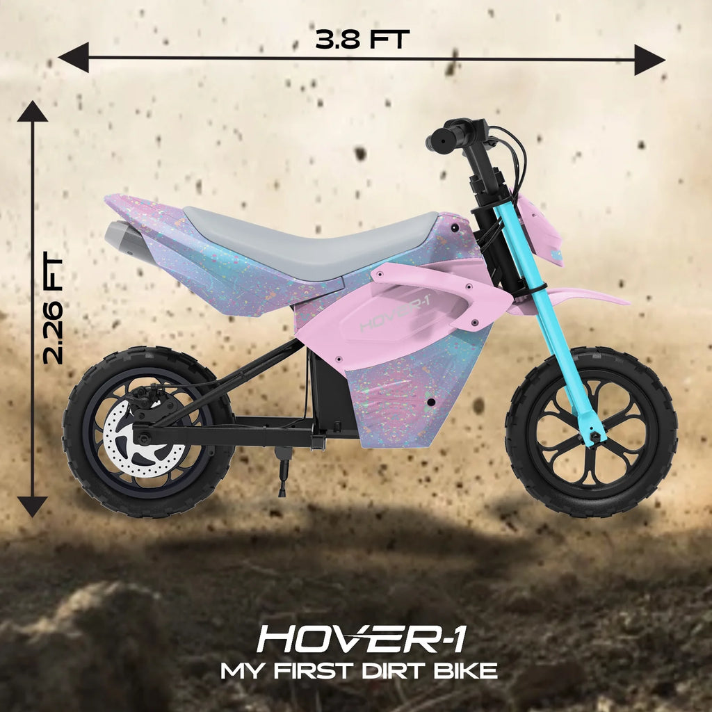 Hover-1 My First Dirt Bike for Kids - 300W Motor, 9MPH Max Speed, 9 Mile Range, 12 Off-Road Tires, 120LB Max Weight, Twist Grip Throttle & Rear Disc Brake Electric Dirt Bike for Kids Ages 5+ Years