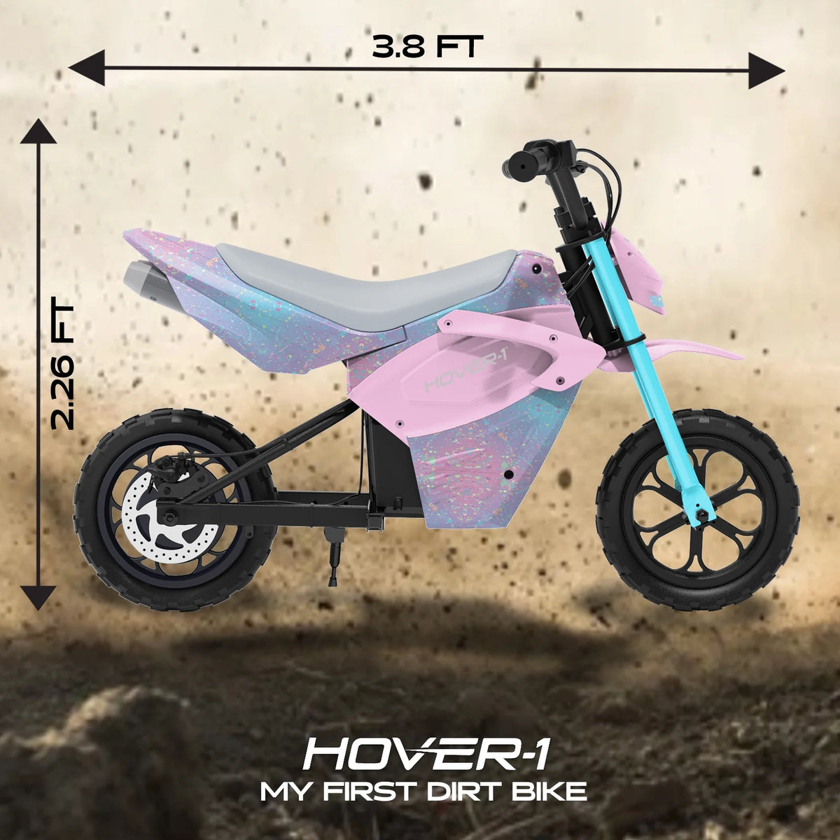 Hover-1 My First Dirt Bike for Kids - 300W Motor, 9MPH Max Speed, 9 Mile Range, 12 Off-Road Tires, 120LB Max Weight, Twist Grip Throttle & Rear Disc Brake Electric Dirt Bike for Kids Ages 5+ Years