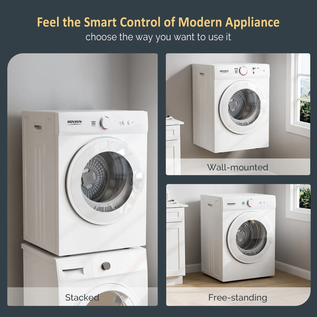 Sèche-linge portable VINGLI de 1,8 pi³, sèche-linge à chargement frontal compact avec tambour en acier inoxydable pour appartement, maison ou résidence universitaire