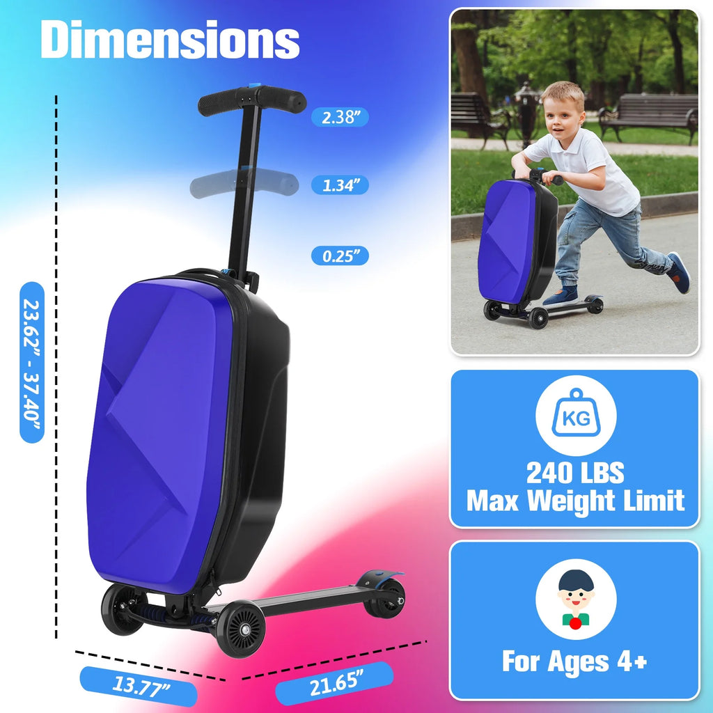 Valise à roulettes Advwin pour enfants et adultes, valise rigide sur laquelle les enfants de 4 à 15 ans peuvent rouler, bagage cabine multifonction léger et pliable avec roulettes, pour enfants et adolescents, rose