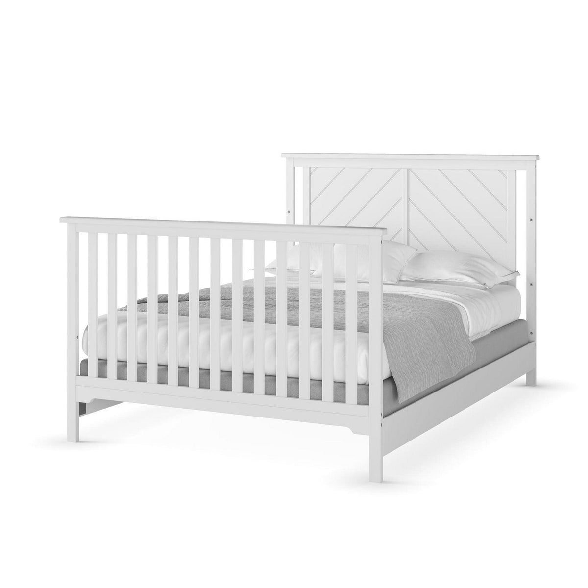 Lit convertible 4-en-1 Hampton de Child Craft. Panneau supérieur plat. 3 hauteurs de matelas. Blanc mat