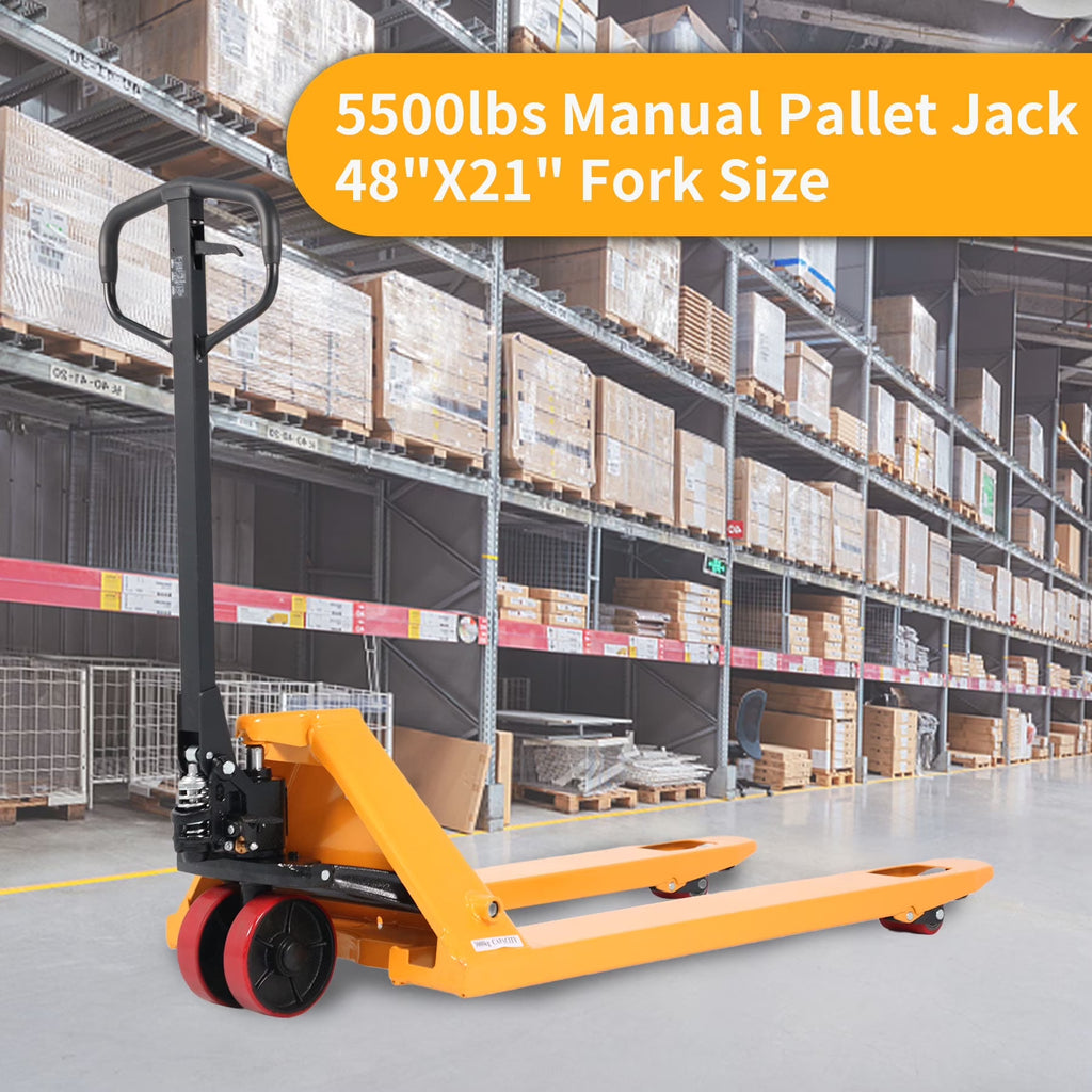 Chariot élévateur à palettes manuel d’entrepôt APOLLOLIFT 5 500 lb, 48 x 21 po, léger