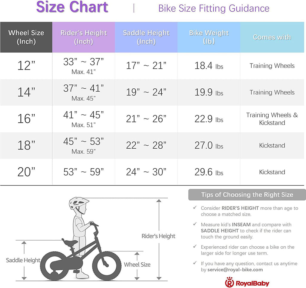 Vélo pour fille Royalbaby 20 pouces Hony, violet, avec béquille